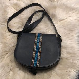 Black Faux Leather Cross Body Bag